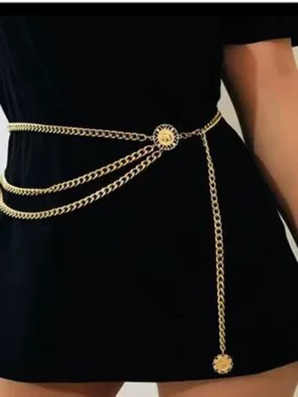 Modern Gold Layered Chain Waist Belt